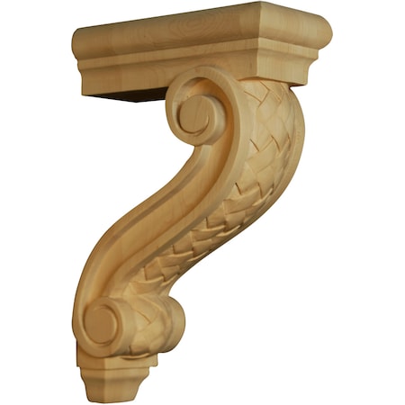 13 1/2 X 3 1/2 X 8 Modified Bar Corbel With Basket Weave In Hickory